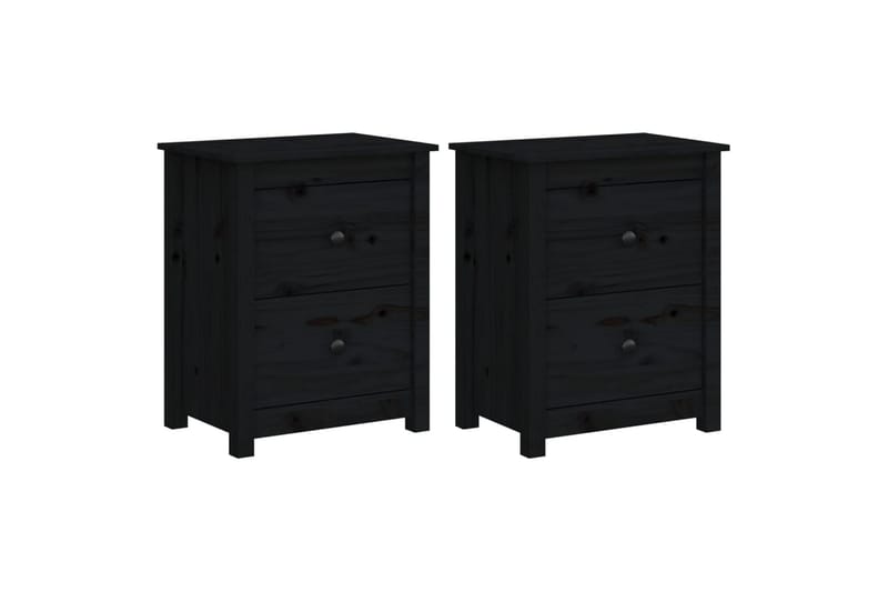 beBasic Sängbord 2 st svart 50x35x61,5 cm massiv furu - Black - Möbler - Bord & matgrupper - Avlastningsbord - Sängbord & nattduksbord