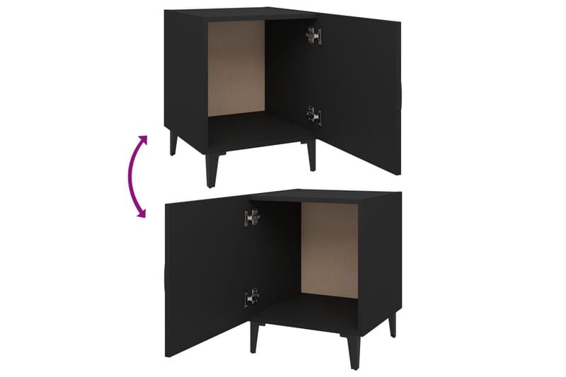 beBasic Sängbord 2 st svart konstruerat trä - Black - Möbler - Bord & matgrupper - Avlastningsbord - Sängbord & nattduksbord