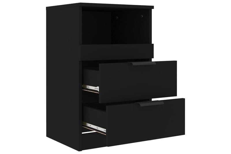 beBasic Sängbord 2 st svart konstruerat trä - Black - Sängbord & nattduksbord