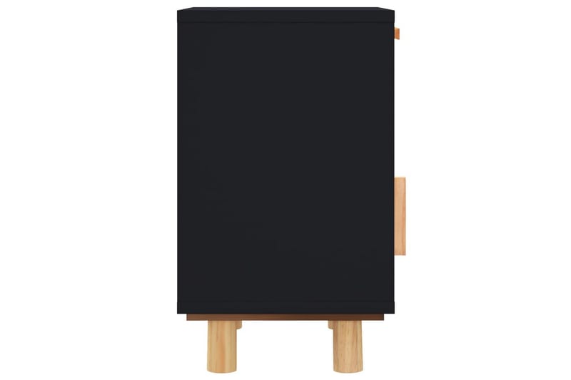 beBasic Sängbord 2 st svart massiv furu och naturlig rotting - Black - Möbler - Bord & matgrupper - Avlastningsbord - Sängbord & nattduksbord