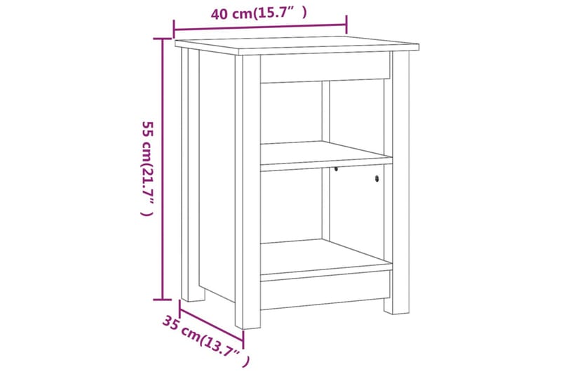 beBasic Sängbord 2 st vit 40x35x55 cm massiv furu - White - Möbler - Bord & matgrupper - Avlastningsbord - Sängbord & nattduksbord