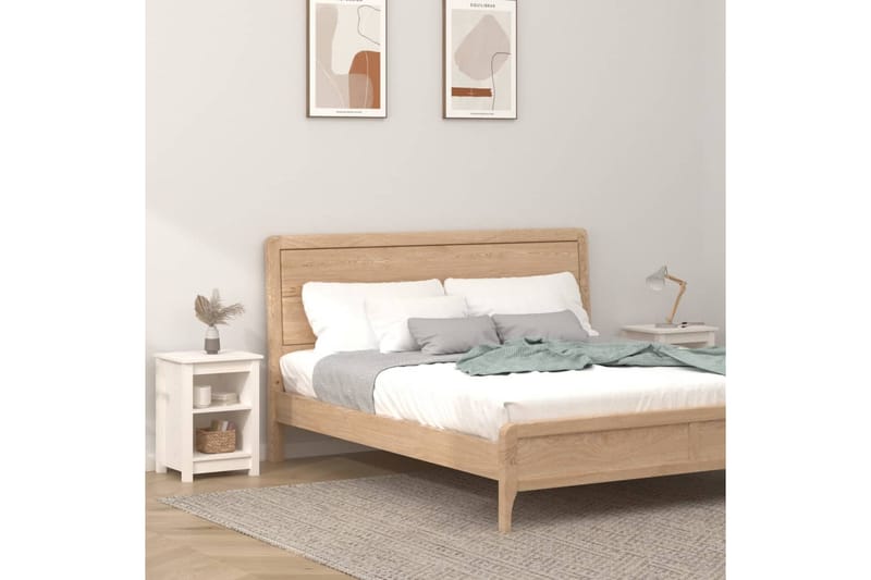 beBasic Sängbord 2 st vit 40x35x55 cm massiv furu - White - Möbler - Bord & matgrupper - Avlastningsbord - Sängbord & nattduksbord