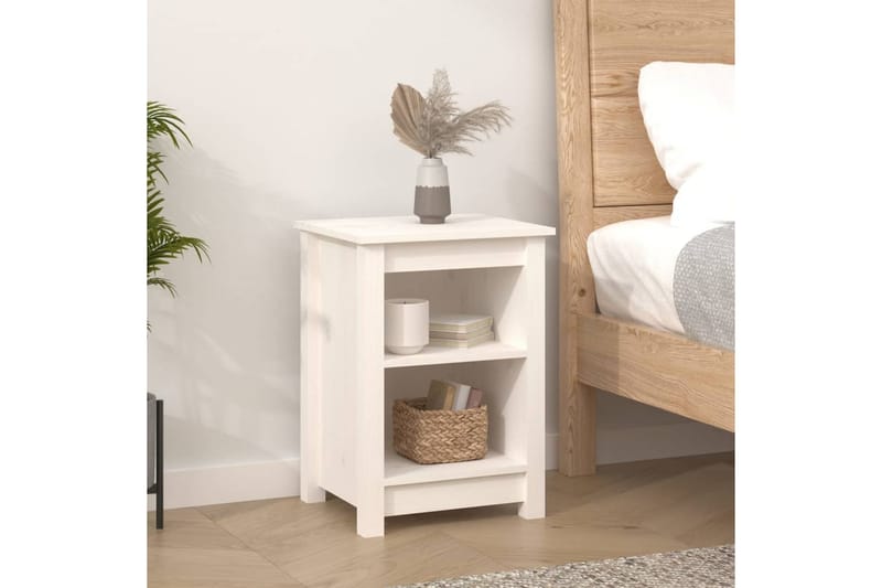 beBasic Sängbord 2 st vit 40x35x55 cm massiv furu - White - Möbler - Bord & matgrupper - Avlastningsbord - Sängbord & nattduksbord