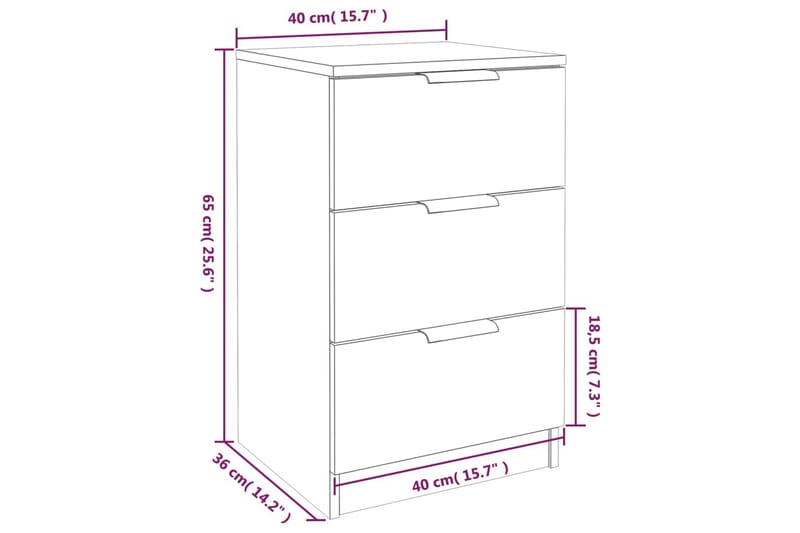 beBasic Sängbord 2 st vit 40x36x65 cm - White - Sängbord & nattduksbord