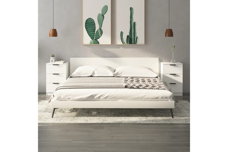 beBasic Sängbord 2 st vit 40x36x65 cm - White - Möbler - Bord & matgrupper - Avlastningsbord - Sängbord & nattduksbord