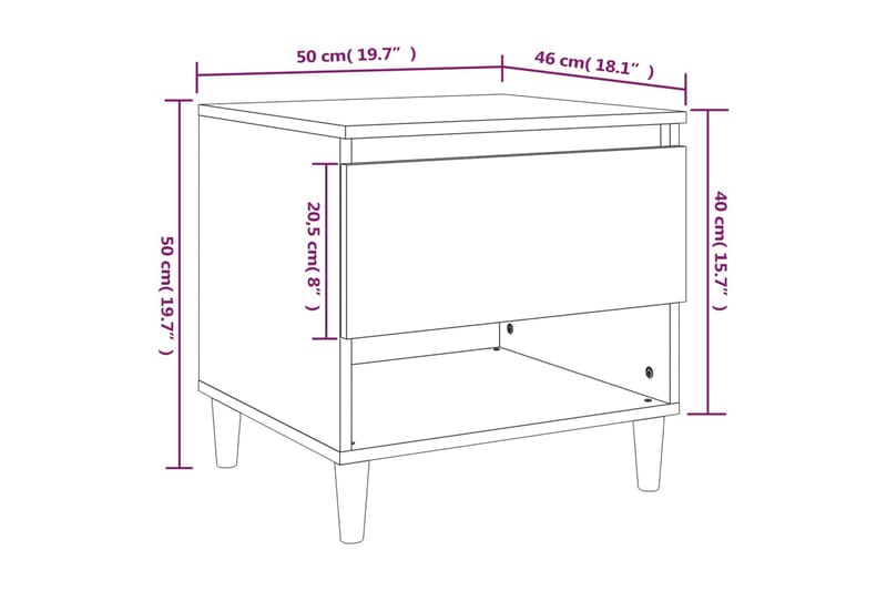 beBasic Sängbord 2 st vit 50x46x50 cm konstruerat trä - White - Sängbord & nattduksbord