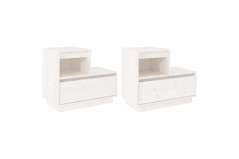 beBasic Sängbord 2 st vit 60x34x51 cm massiv furu - White - Möbler - Bord & matgrupper - Avlastningsbord - Sängbord & nattduksbord
