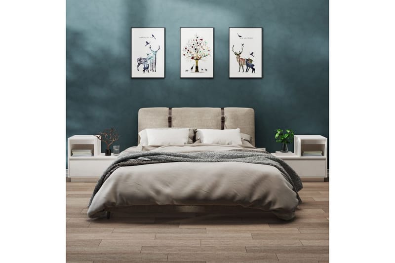 beBasic Sängbord 2 st vit 60x34x51 cm massiv furu - White - Möbler - Bord & matgrupper - Avlastningsbord - Sängbord & nattduksbord