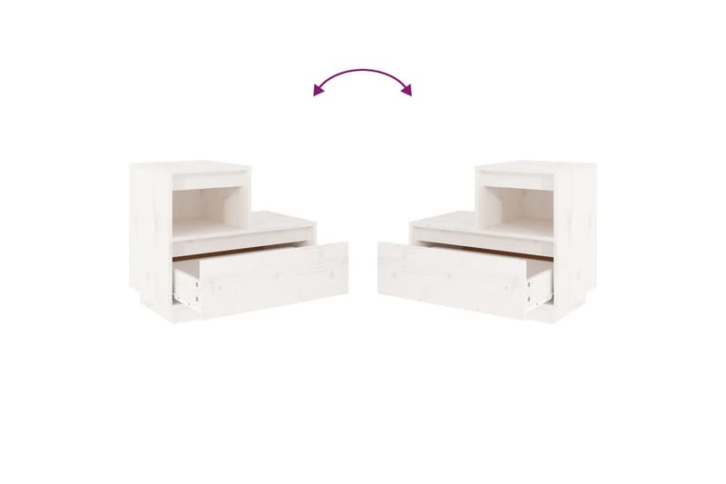 beBasic Sängbord 2 st vit 60x34x51 cm massiv furu - White - Möbler - Bord & matgrupper - Avlastningsbord - Sängbord & nattduksbord