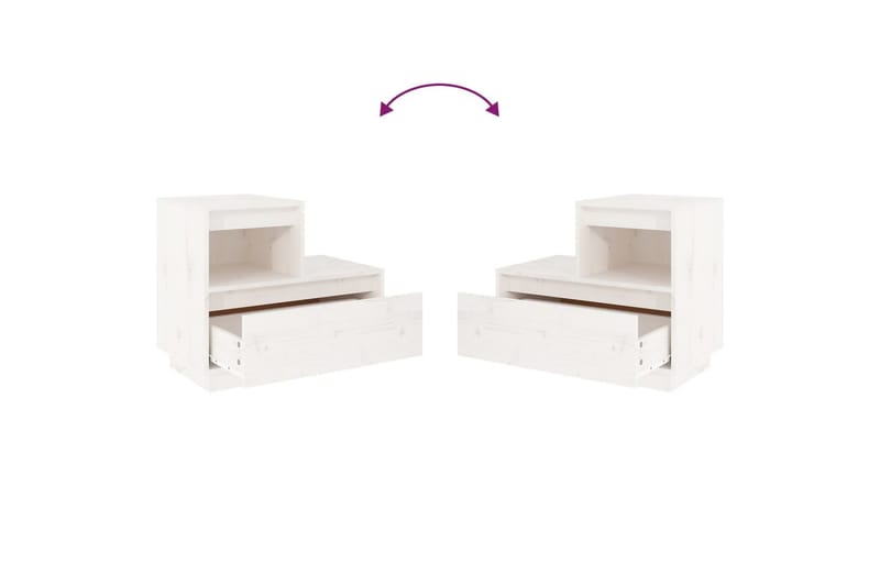 beBasic Sängbord 2 st vit 60x34x51 cm massiv furu - White - Sängbord & nattduksbord