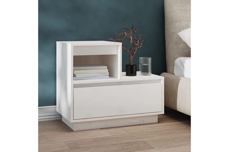 beBasic Sängbord 2 st vit 60x34x51 cm massiv furu - White - Möbler - Bord & matgrupper - Avlastningsbord - Sängbord & nattduksbord