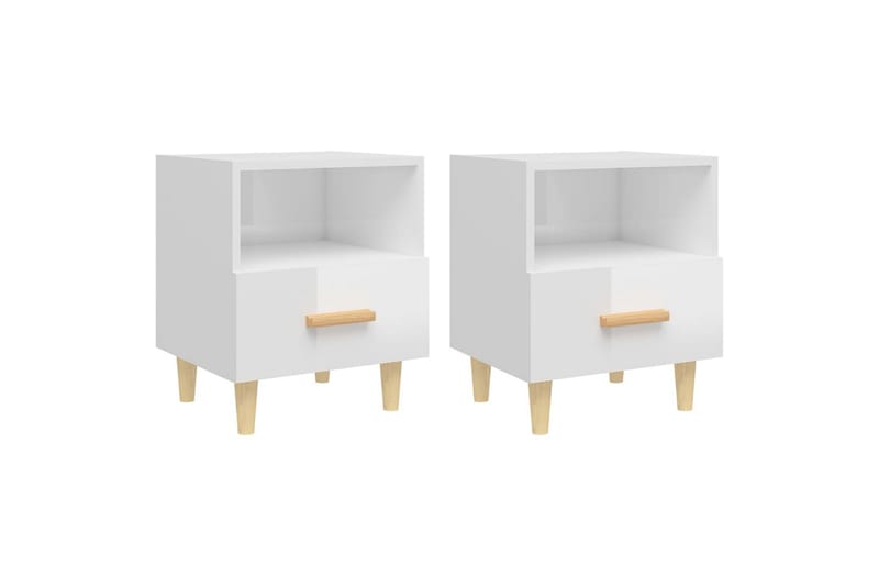 beBasic Sängbord 2 st vit högglans 40x35x47 cm - White - Möbler - Bord & matgrupper - Avlastningsbord - Sängbord & nattduksbord
