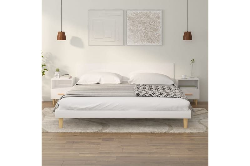 beBasic Sängbord 2 st vit högglans 40x35x47 cm - White - Sängbord & nattduksbord