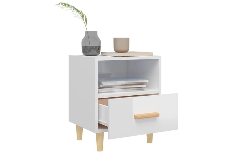beBasic Sängbord 2 st vit högglans 40x35x47 cm - White - Möbler - Bord & matgrupper - Avlastningsbord - Sängbord & nattduksbord