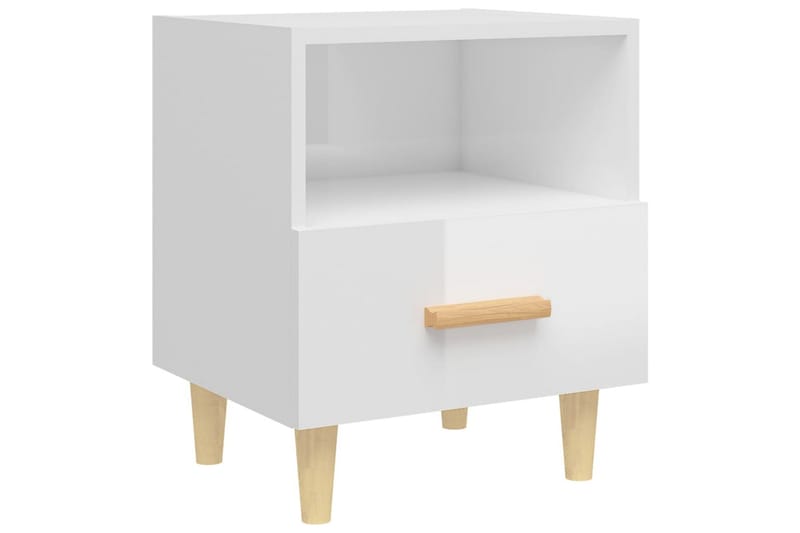 beBasic Sängbord 2 st vit högglans 40x35x47 cm - White - Sängbord & nattduksbord