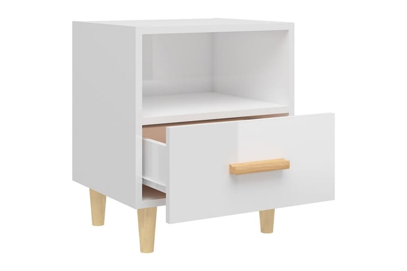 beBasic Sängbord 2 st vit högglans 40x35x47 cm - White - Sängbord & nattduksbord