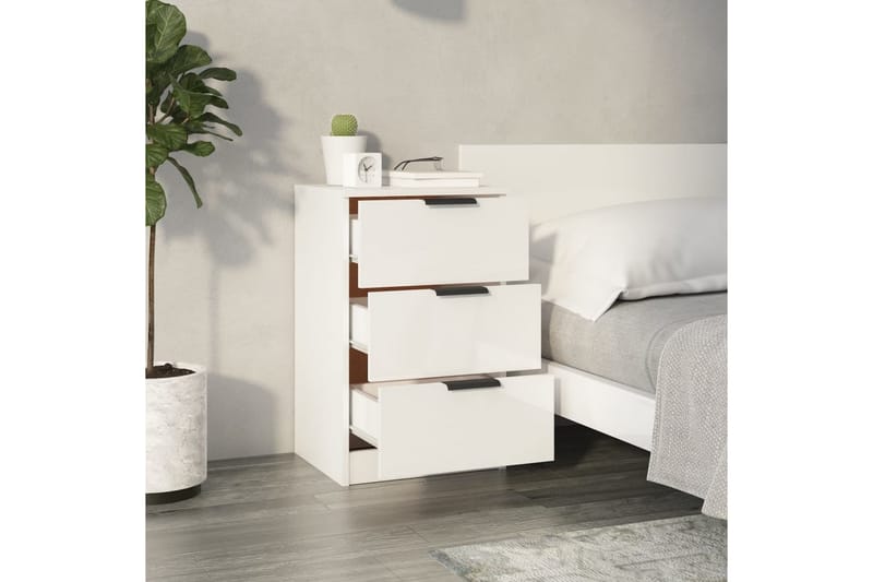 beBasic Sängbord 2 st vit högglans 40x36x65 cm - White - Sängbord & nattduksbord