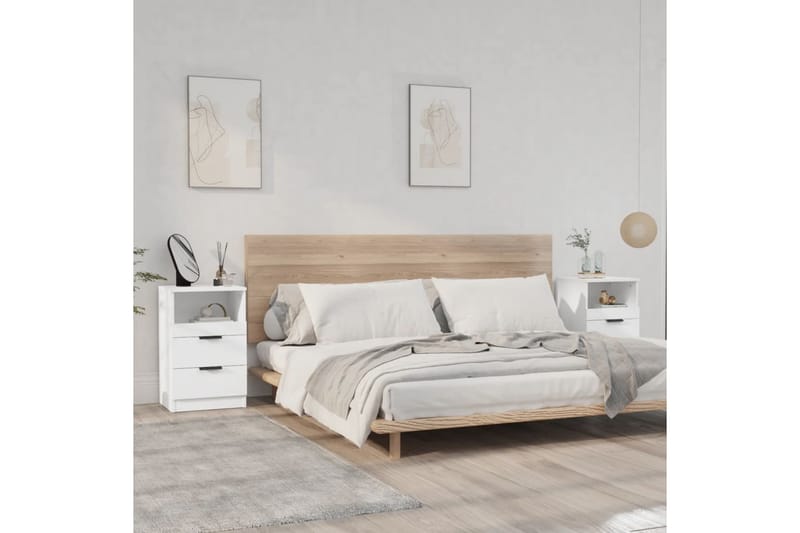 beBasic Sängbord 2 st vit konstruerat trä - White - Sängbord & nattduksbord