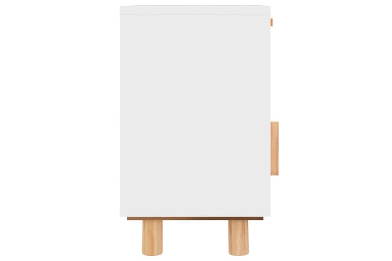 beBasic Sängbord 2 st vit massiv furu och naturlig rotting - White - Möbler - Bord & matgrupper - Avlastningsbord - Sängbord & nattduksbord