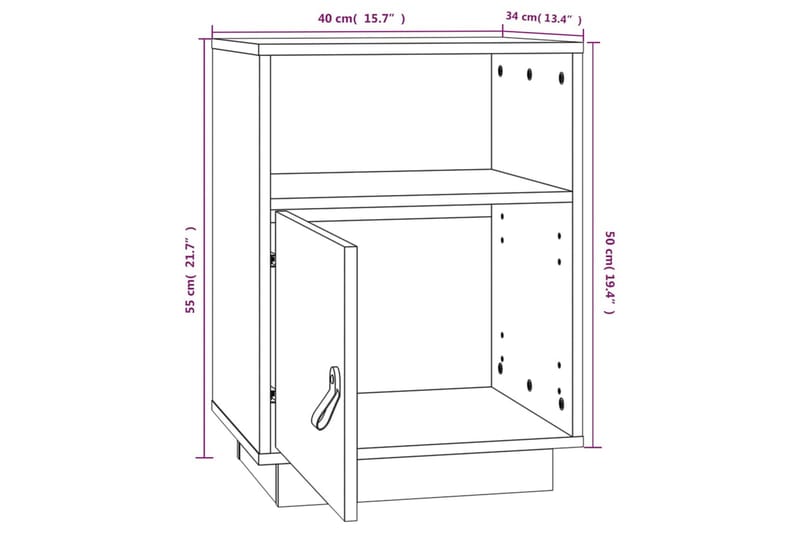 beBasic Sängbord 40x34x55 cm massiv furu - Brown - Möbler - Bord & matgrupper - Avlastningsbord - Sängbord & nattduksbord