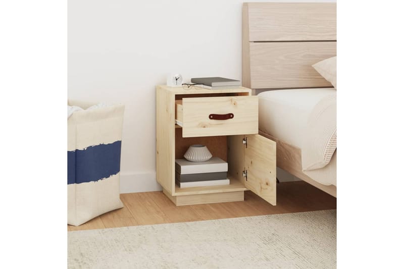 beBasic Sängbord 40x34x55 cm massiv furu - Brown - Möbler - Bord & matgrupper - Avlastningsbord - Sängbord & nattduksbord