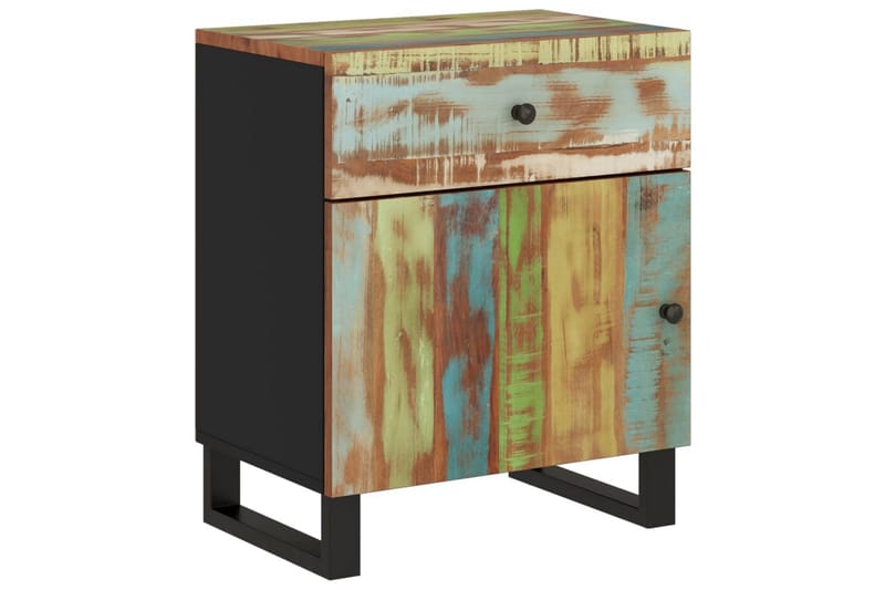 beBasic Sängbord 50x33x60 cm massivt återvunnet och konstruerat trä - Flerfärgsdesign - Möbler - Bord & matgrupper - Avlastningsbord - Sängbord & nattduksbord