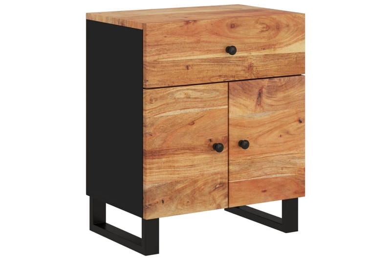 beBasic Sängbord 50x33x60 cm massivt akaciaträ och konstruerat trä - Brown - Möbler - Bord & matgrupper - Avlastningsbord - Sängbord & nattduksbord
