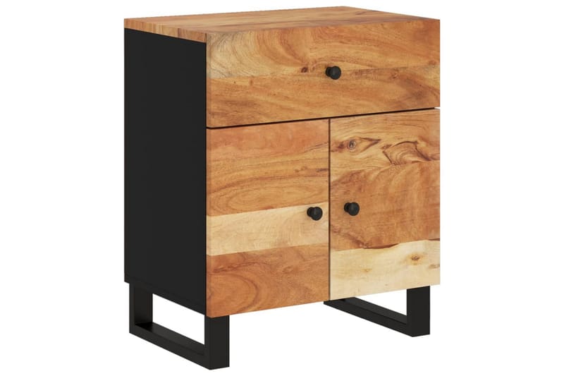beBasic Sängbord 50x33x60 cm massivt akaciaträ och konstruerat trä - Brown - Möbler - Bord & matgrupper - Avlastningsbord - Sängbord & nattduksbord