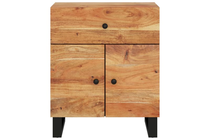 beBasic Sängbord 50x33x60 cm massivt akaciaträ och konstruerat trä - Brown - Möbler - Bord & matgrupper - Avlastningsbord - Sängbord & nattduksbord