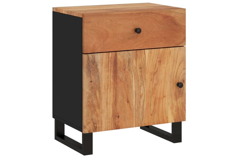 beBasic Sängbord 50x33x60 cm massivt akaciaträ och konstruerat trä - Brown - Möbler - Bord & matgrupper - Avlastningsbord - Sängbord & nattduksbord