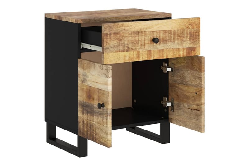 beBasic Sängbord 50x33x60 cm massivt mangoträ och konstruerat trä - Brown - Möbler - Bord & matgrupper - Avlastningsbord - Sängbord & nattduksbord