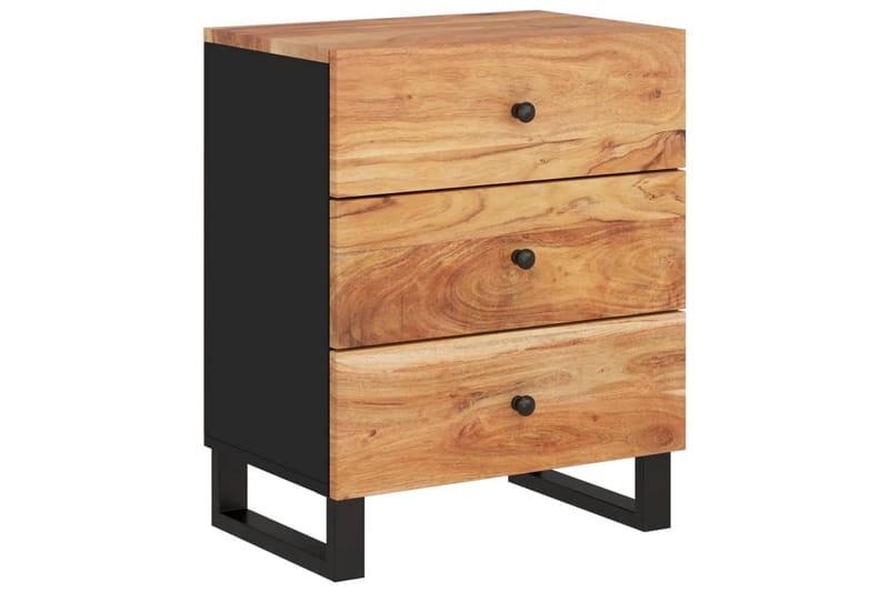 beBasic Sängbord 50x33x62 cm massivt akaciaträ och konstruerat trä - Brown - Möbler - Bord & matgrupper - Avlastningsbord - Sängbord & nattduksbord