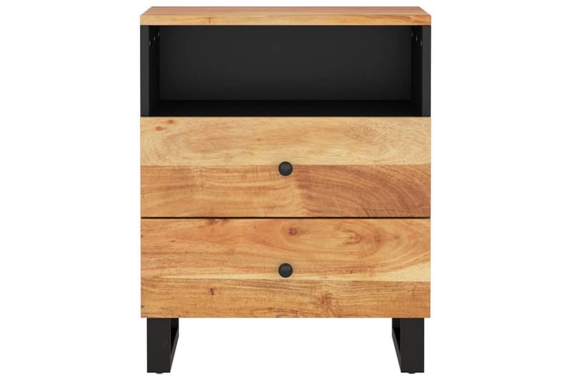 beBasic Sängbord 50x33x62 cm massivt akaciaträ och konstruerat trä - Brown - Möbler - Bord & matgrupper - Avlastningsbord - Sängbord & nattduksbord