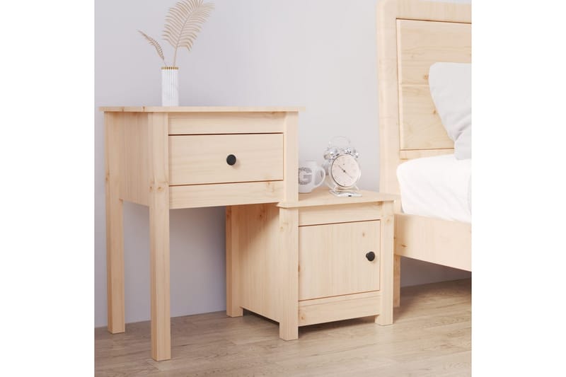 beBasic Sängbord 79,5x38x65,5 cm massiv furu - Brown - Möbler - Bord & matgrupper - Avlastningsbord - Sängbord & nattduksbord
