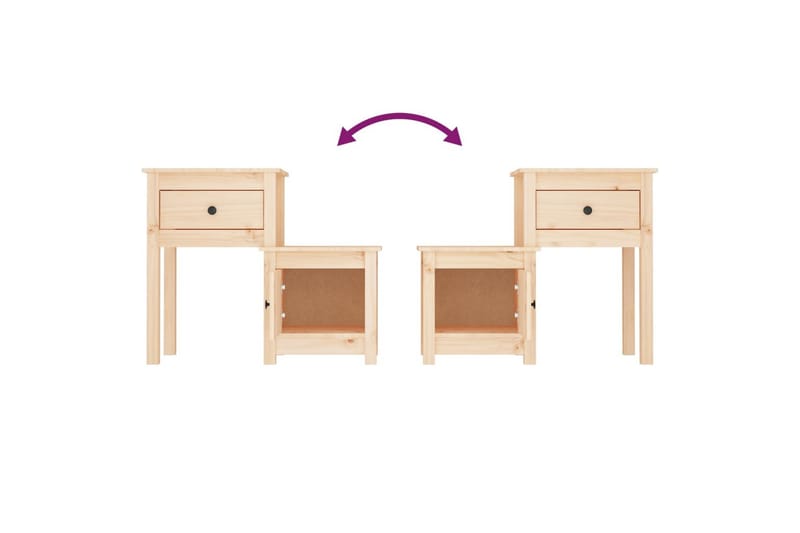 beBasic Sängbord 79,5x38x65,5 cm massiv furu - Brown - Möbler - Bord & matgrupper - Avlastningsbord - Sängbord & nattduksbord