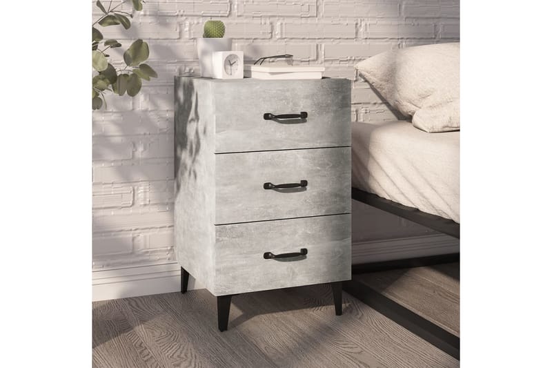 beBasic Sängbord betonggrå 40x40x66 konstruerat trä - Grey - Möbler - Bord & matgrupper - Avlastningsbord - Sängbord & nattduksbord