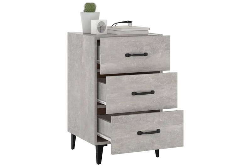 beBasic Sängbord betonggrå 40x40x66 konstruerat trä - Grey - Möbler - Bord & matgrupper - Avlastningsbord - Sängbord & nattduksbord