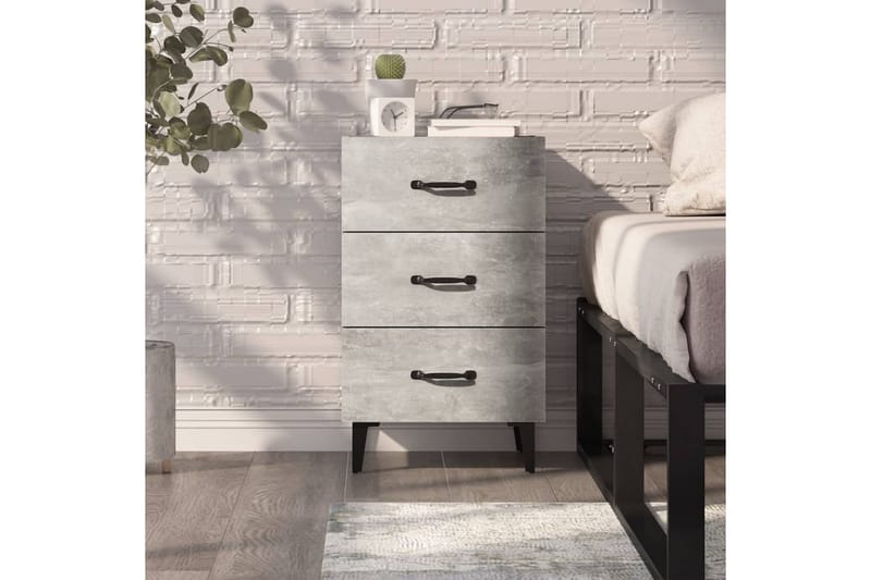 beBasic Sängbord betonggrå 40x40x66 konstruerat trä - Grey - Möbler - Bord & matgrupper - Avlastningsbord - Sängbord & nattduksbord