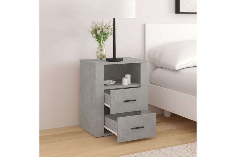 beBasic Sängbord betonggrå 50x36x60 cm konstruerat trä - Grey - Möbler - Bord & matgrupper - Avlastningsbord - Sängbord & nattduksbord