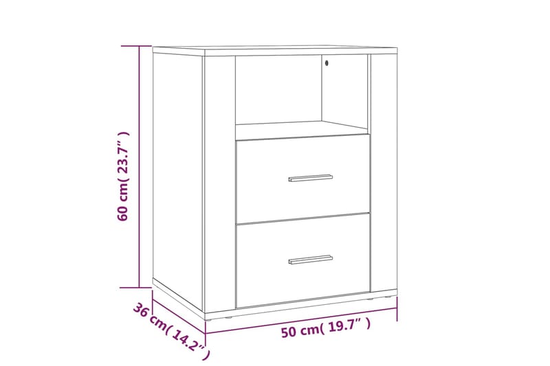 beBasic Sängbord betonggrå 50x36x60 cm konstruerat trä - Grey - Sängbord & nattduksbord