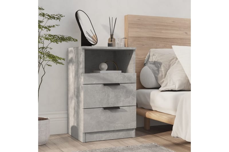 beBasic Sängbord betonggrå konstruerat trä - Grey - Möbler - Bord & matgrupper - Avlastningsbord - Sängbord & nattduksbord