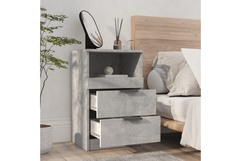 beBasic Sängbord betonggrå konstruerat trä - Grey - Möbler - Bord & matgrupper - Avlastningsbord - Sängbord & nattduksbord