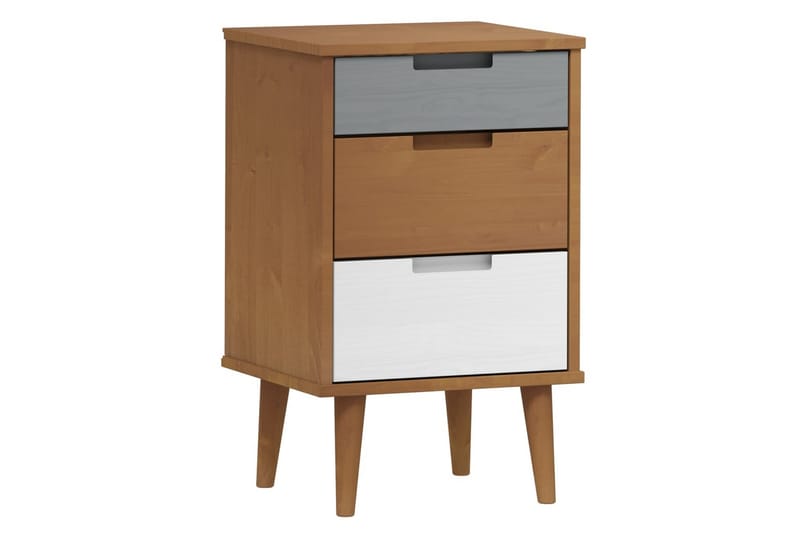 beBasic Sängbord brun 40x35x65 cm massiv furu - Brown - Möbler - Bord & matgrupper - Avlastningsbord - Sängbord & nattduksbord