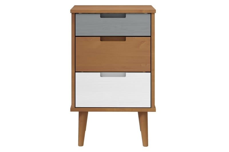 beBasic Sängbord brun 40x35x65 cm massiv furu - Brown - Sängbord & nattduksbord