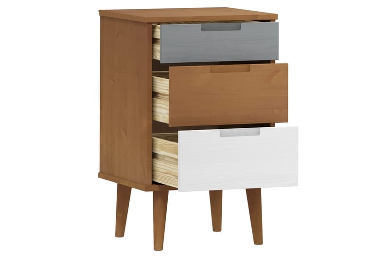 beBasic Sängbord brun 40x35x65 cm massiv furu - Brown - Möbler - Bord & matgrupper - Avlastningsbord - Sängbord & nattduksbord