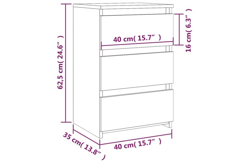 beBasic Sängbord brun ek 40x35x62,5 cm konstruerat trä - Brown - Sängbord & nattduksbord