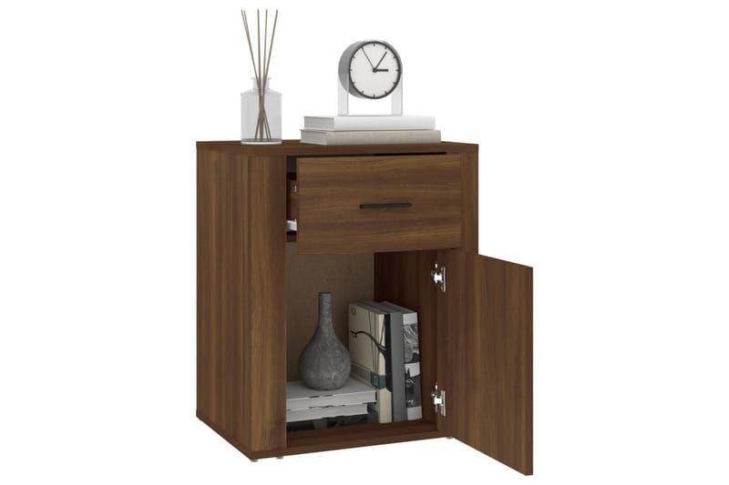 beBasic Sängbord Brun ek 50x36x60 cm konstruerat trä - Brown - Möbler - Bord & matgrupper - Avlastningsbord - Sängbord & nattduksbord