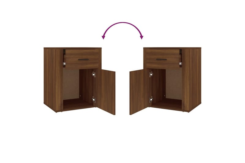 beBasic Sängbord Brun ek 50x36x60 cm konstruerat trä - Brown - Möbler - Bord & matgrupper - Avlastningsbord - Sängbord & nattduksbord