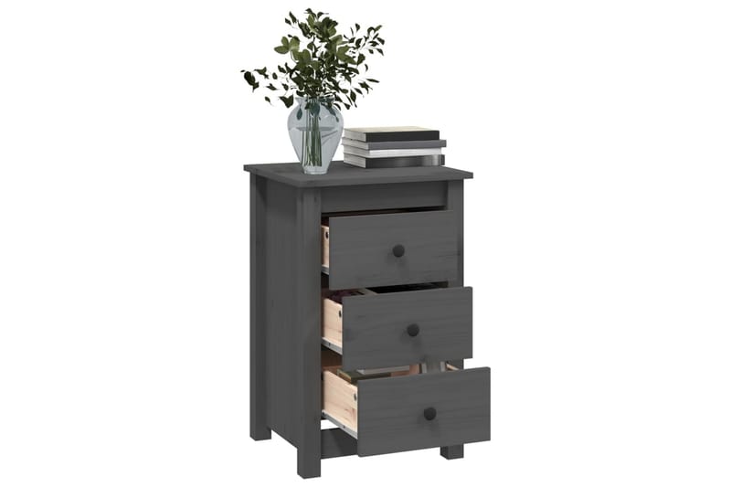 beBasic Sängbord grå 40x35x61,5 cm massiv furu - Grey - Möbler - Bord & matgrupper - Avlastningsbord - Sängbord & nattduksbord