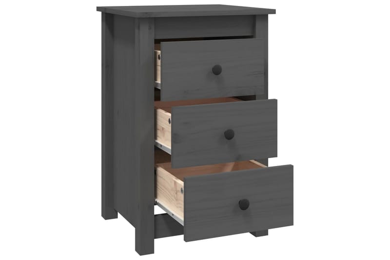 beBasic Sängbord grå 40x35x61,5 cm massiv furu - Grey - Möbler - Bord & matgrupper - Avlastningsbord - Sängbord & nattduksbord